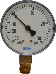 Wika - 2-1/2" Dial, 1/4 Thread, 30-0-30 Scale Range, Pressure Gauge - Lower Connection Mount, Accurate to 3-2-3% of Scale - Makers Industrial Supply