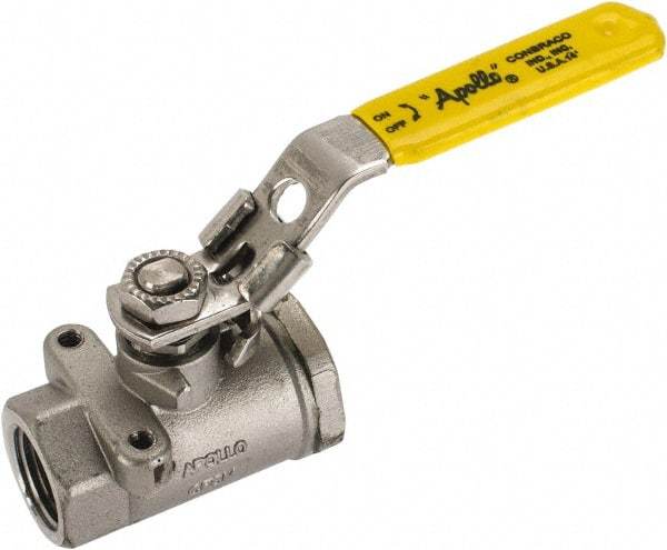 Apollo - 1/2" Pipe, Standard Port, Stainless Steel Standard Ball Valve - 2 Piece, NPT Ends, Locking Lever Handle, 600 WOG, 150 WSP - Makers Industrial Supply