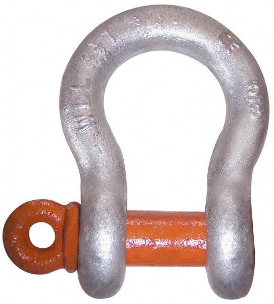 CM - 3/8" Nominal Chain Size, 1.5 Ton Carbon Steel Screw Anchor Shackle - 17/32" Diam, 7/16" Pin Diam, 21/32" Wide Inside Jaw, 15/16" Inside Width - Makers Industrial Supply