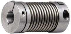 Lovejoy - 1/2" Max Bore Diam, Flexible Bellows Clamp Coupling - 1.28" OD, 1.614" OAL, Aluminum Hub with Stainless Steel Bellows - Makers Industrial Supply