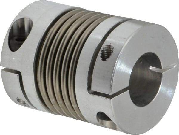 Lovejoy - 5/8" Max Bore Diam, Flexible Bellows Clamp Coupling - 1.28" OD, 1.614" OAL, Aluminum Hub with Stainless Steel Bellows - Makers Industrial Supply