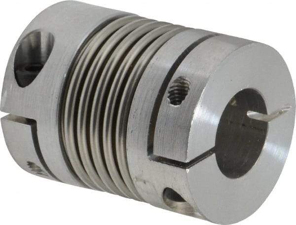 Lovejoy - 5/8" Max Bore Diam, Flexible Bellows Clamp Coupling - 1.28" OD, 1.614" OAL, Aluminum Hub with Stainless Steel Bellows - Makers Industrial Supply