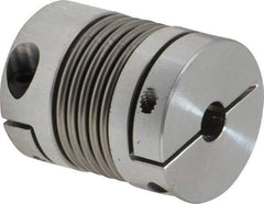 Lovejoy - 5/16" Max Bore Diam, Flexible Bellows Clamp Coupling - 1.28" OD, 1.614" OAL, Aluminum Hub with Stainless Steel Bellows - Makers Industrial Supply