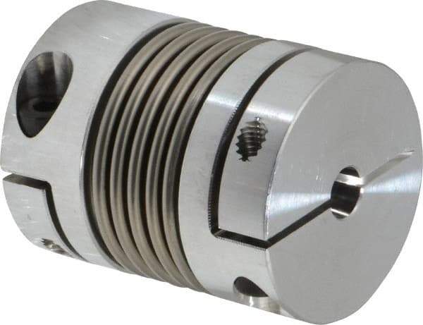 Lovejoy - 1/4" Max Bore Diam, Flexible Bellows Clamp Coupling - 1.28" OD, 1.614" OAL, Aluminum Hub with Stainless Steel Bellows - Makers Industrial Supply