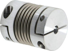 Lovejoy - 3/8" Max Bore Diam, Flexible Bellows Clamp Coupling - 1.28" OD, 1.614" OAL, Aluminum Hub with Stainless Steel Bellows - Makers Industrial Supply