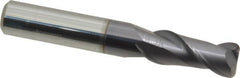 Accupro - 3/8", 2 Flute, Single End, Solid Carbide, 0.06" Corner Radius End Mill - 2-1/2" OAL, 40° Helix, Right Hand Flute, 7/8" LOC, Right Hand Cut - Makers Industrial Supply