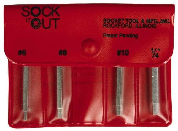 Sock It Out - 4 Piece Button Head Cap Screw Extractor Set - Screw Range #6 to 1/4" - Makers Industrial Supply