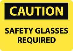 NMC - "Caution - Safety Glasses Required", 10" Long x 14" Wide, Aluminum Safety Sign - Rectangle, 0.04" Thick, Use for Accident Prevention - Makers Industrial Supply