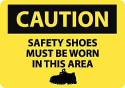 NMC - "Caution - Safety Shoes Must Be Worn in This Area", 10" Long x 14" Wide, Aluminum Safety Sign - Rectangle, 0.04" Thick, Use for Accident Prevention - Makers Industrial Supply