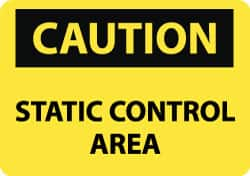 NMC - "Caution - Static Control Area", 10" Long x 14" Wide, Pressure-Sensitive Vinyl Safety Sign - Rectangle, 0.004" Thick, Use for Security & Admittance - Makers Industrial Supply