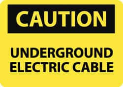 NMC - "Caution - Underground Electric Cable", 10" Long x 14" Wide, Pressure-Sensitive Vinyl Safety Sign - Rectangle, 0.004" Thick, Use for Accident Prevention - Makers Industrial Supply