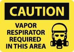 NMC - "Caution - Vapor Respirator Required in This Area", 10" Long x 14" Wide, Aluminum Safety Sign - Rectangle, 0.04" Thick, Use for Accident Prevention - Makers Industrial Supply