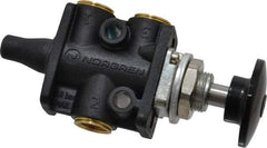 Norgren - 1/8" NPT Packed Spool Valve - Spring Activation, Button, Palm Black & 0.34 CV Rate - Makers Industrial Supply