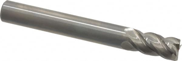 Accupro - 1/2", 1" LOC, 1/2" Shank Diam, 4" OAL, 4 Flute, Solid Carbide Square End Mill - Single End, Uncoated, Spiral Flute, 40° Helix, Centercutting, Right Hand Cut, Right Hand Flute - Makers Industrial Supply