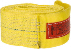 Lift-All - 8' Long x 4" Wide, 11,500 Lb Vertical Capacity, 1 Ply, Polyester Web Sling - 9,200 Lb Choker Capacity, Yellow - Makers Industrial Supply