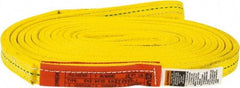 Lift-All - 12' Long x 1" Wide, 6,200 Lb Vertical Capacity, 2 Ply, Polyester Web Sling - 4,900 Lb Choker Capacity, Yellow - Makers Industrial Supply