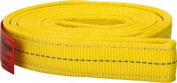 Lift-All - 6' Long x 2" Wide, 12,200 Lb Vertical Capacity, 2 Ply, Polyester Web Sling - 9,800 Lb Choker Capacity, Yellow - Makers Industrial Supply