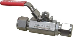 Ham-Let - 1/2" Pipe, Compression x Compression End Connections, Stainless Steel, Inline, Two Way Flow, Instrumentation Ball Valve - 2,000 psi WOG Rating, Locking Lever Handle, Reinforced PTFE Seal, Reinforced PTFE Seat - Makers Industrial Supply