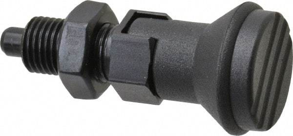 Gibraltar - 3/8-24, 15mm Thread Length, 5mm Plunger Diam, Lockout Knob Handle Indexing Plunger - Plunger Style D, 17mm Body Length, 47mm OAL, Steel - Makers Industrial Supply