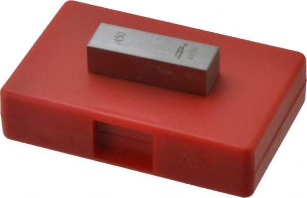 SPI - 0.45" Rectangular Steel Gage Block - Accuracy Grade AS-1, Includes NIST Traceability Certification - Makers Industrial Supply