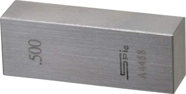 SPI - 0.5" Rectangular Steel Gage Block - Accuracy Grade AS-1, Includes NIST Traceability Certification - Makers Industrial Supply