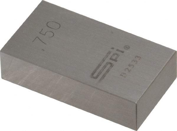 SPI - 0.75" Rectangular Steel Gage Block - Accuracy Grade AS-1, Includes NIST Traceability Certification - Makers Industrial Supply