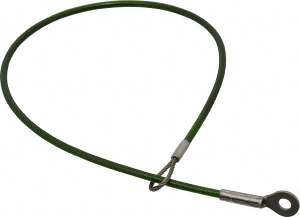 Jergens - 16" Long, Stainless Steel Cable Loop & Eye End, Quick Release Pin Lanyard - 1/16" Cable Diam, 3/16" Hole Diam, Nylon Cable - Makers Industrial Supply