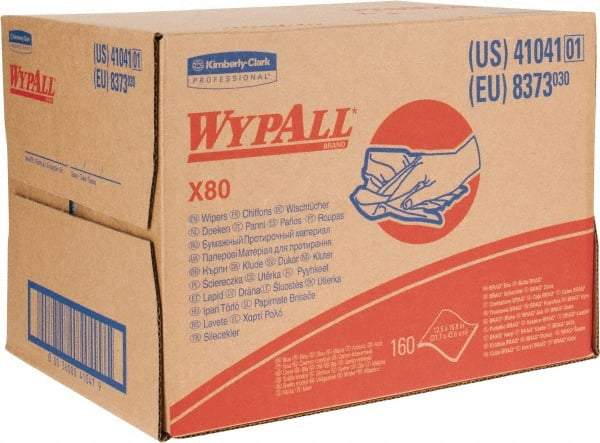 WypAll - X80 Dry Shop Towel/Industrial Wipes - Brag Box/Double Top Box, 16-3/4" x 12-1/2" Sheet Size, Blue - Makers Industrial Supply