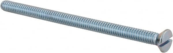 Value Collection - 1/4-20 UNC, 4" OAL Slotted Drive Machine Screw - Flat Head, Grade 2 Steel, Zinc-Plated Finish, Without Washer - Makers Industrial Supply