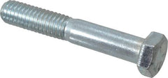 Made in USA - 3/8-16 UNC, 2-1/4" Length Under Head Hex Head Cap Screw - Partially Threaded, Grade 5 Steel, Zinc-Plated Finish, 9/16" Hex - Makers Industrial Supply