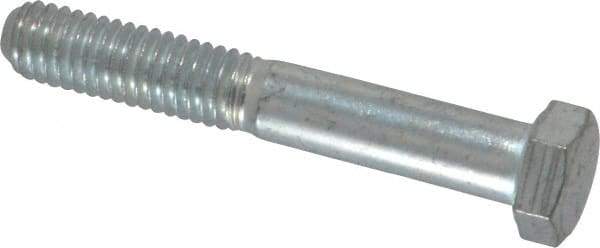 Made in USA - 3/8-16 UNC, 2-1/2" Length Under Head Hex Head Cap Screw - Partially Threaded, Grade 5 Steel, Zinc-Plated Finish, 9/16" Hex - Makers Industrial Supply