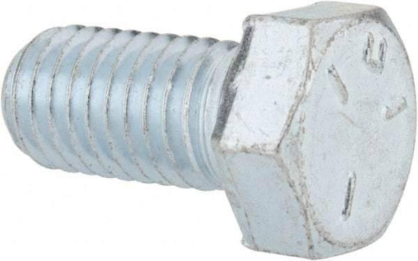 Made in USA - 1/2-13 UNC, 1" Length Under Head Hex Head Cap Screw - Fully Threaded, Grade 5 Steel, Zinc-Plated Finish, 3/4" Hex - Makers Industrial Supply