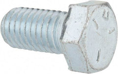 Made in USA - 1/2-13 UNC, 1" Length Under Head Hex Head Cap Screw - Fully Threaded, Grade 5 Steel, Zinc-Plated Finish, 3/4" Hex - Makers Industrial Supply