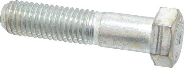 Made in USA - 9/16-12 UNC, 2-1/2" Length Under Head Hex Head Cap Screw - Partially Threaded, Grade 5 Steel, Zinc-Plated Finish, 13/16" Hex - Makers Industrial Supply