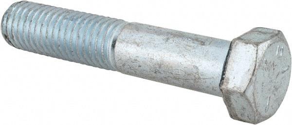 Made in USA - 9/16-12 UNC, 3" Length Under Head Hex Head Cap Screw - Partially Threaded, Grade 5 Steel, Zinc-Plated Finish, 13/16" Hex - Makers Industrial Supply