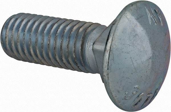 Value Collection - 1/2-13 UNC 1-1/2" Length Under Head, Standard Square Neck, Carriage Bolt - Grade 2 Steel, Zinc-Plated Finish - Makers Industrial Supply