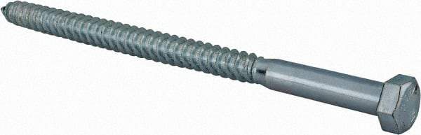 Value Collection - 1/2" Screw, 8" Length Under Head, Steel, Hex Head Lag Screw - Zinc Plated, Grade 2 - Makers Industrial Supply