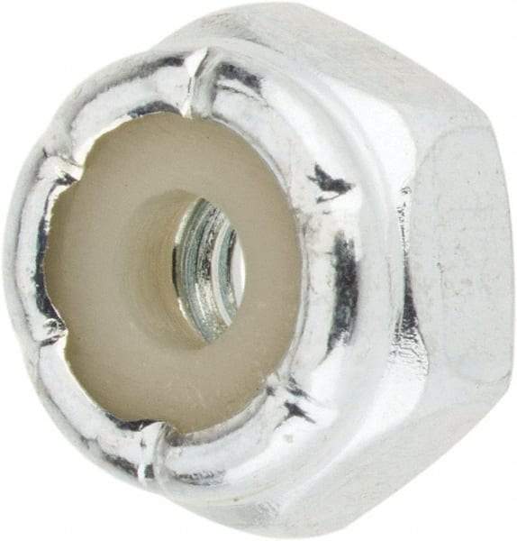 Value Collection - #6-32 UNC Grade 2 Hex Lock Nut with Nylon Insert - 5/16" Width Across Flats, 3/16" High, Zinc-Plated Finish - Makers Industrial Supply