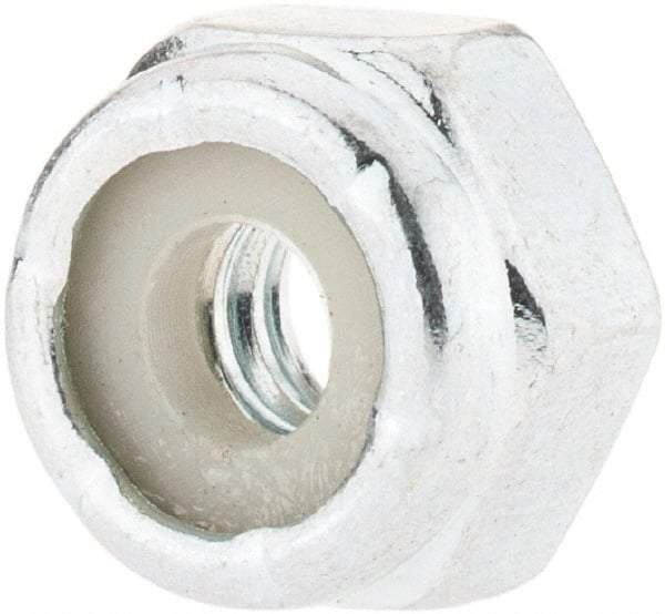 Value Collection - #10-24 UNC Grade 2 Hex Lock Nut with Nylon Insert - 3/8" Width Across Flats, 1/4" High, Zinc-Plated Finish - Makers Industrial Supply