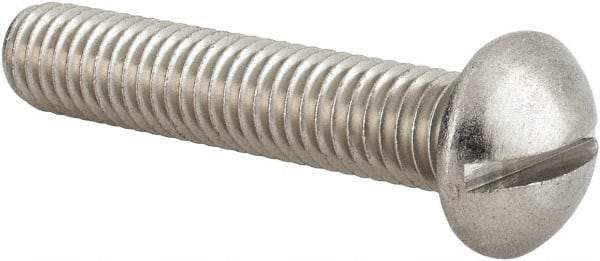 Value Collection - 3/8-16 UNC, 2" Length Under Head Slotted Drive Machine Screw - Round Head, Grade 18-8 Stainless Steel, Uncoated, Without Washer - Makers Industrial Supply