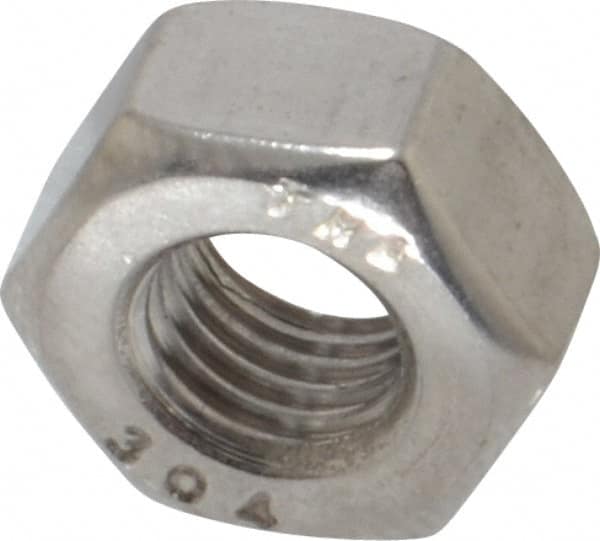 Value Collection - 1/4-28 UNF Stainless Steel Right Hand Hex Nut - 7/16" Across Flats, 7/32" High, Uncoated - Makers Industrial Supply