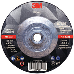 ‎3M Silver Depressed Center Grinding Wheel 87397 T27 Quick Change 4.5″ × 1/4″ × 5/8-11 - Makers Industrial Supply