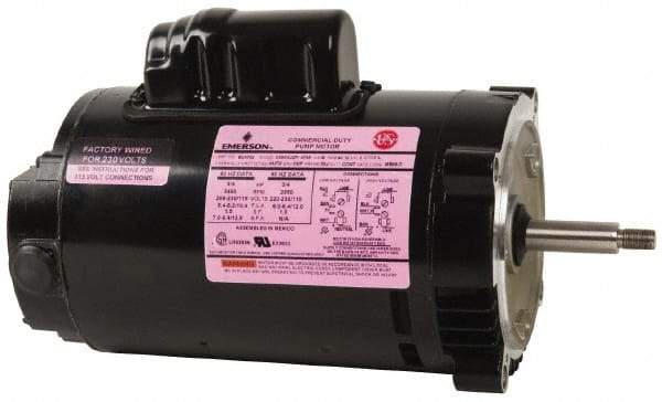 US Motors - 3/4 hp, ODP Enclosure, Auto Thermal Protection, 3,450 RPM, 115/208-230 Volt, 60 Hz, Industrial Electric AC/DC Motor - Size 56J Frame, J-Face Mount, 1 Speed, Ball Bearings, 10.4/5.4-5.2 Full Load Amps, B Class Insulation, CCW Drive End - Makers Industrial Supply