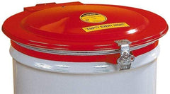 Justrite - 55 Gal, Steel Drum Cover - Hinged Manual-Closing Drum Cover - Makers Industrial Supply