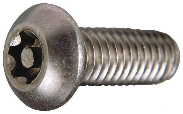 Value Collection - 1/4-20 UNC Pin In Torx Drive, Button Screw - Grade 18-8 Stainless Steel, Uncoated, 1/2" Length Under Head - Makers Industrial Supply