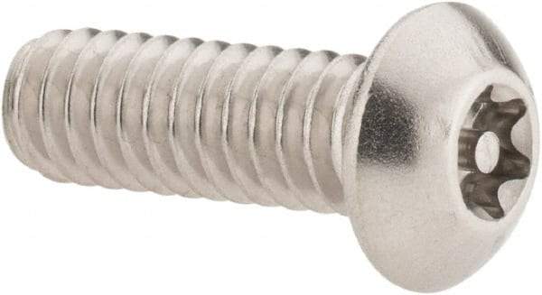 Value Collection - 1/4-20 UNC Pin In Torx Drive, Button Screw - Grade 18-8 Stainless Steel, Uncoated, 3/4" Length Under Head - Makers Industrial Supply