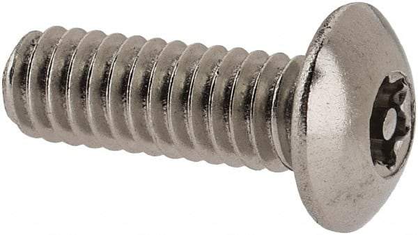 Value Collection - #8-32 UNC Pin In Torx Drive, Button Screw - Grade 18-8 Stainless Steel, Uncoated, 1/2" Length Under Head - Makers Industrial Supply