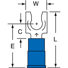 3M - #10 Stud, 16 to 14 AWG Compatible, Partially Insulated, Crimp Connection, Standard Fork Terminal - Makers Industrial Supply