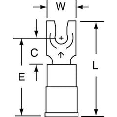 3M - #6 Stud, 16 to 14 AWG Compatible, Partially Insulated, Crimp Connection, Locking Fork Terminal - Makers Industrial Supply