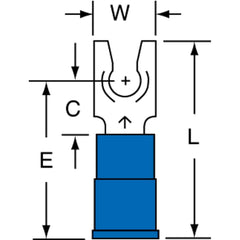 3M - #8 Stud, 16 to 14 AWG Compatible, Partially Insulated, Crimp Connection, Locking Fork Terminal - Makers Industrial Supply